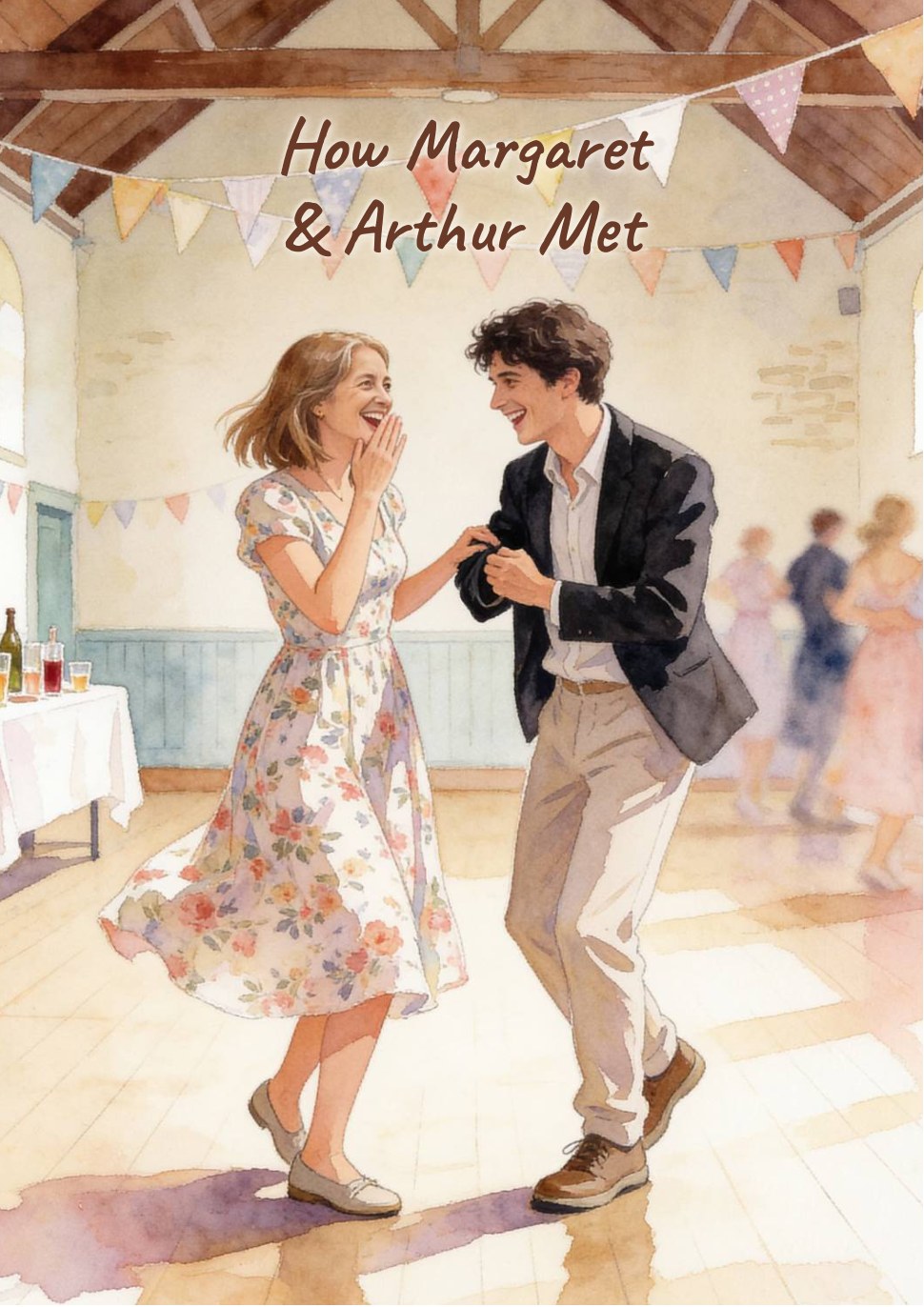 Cover of the example book How Margaret & Arthur Met: a young couple dancing