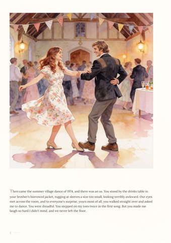 Sample page: the village dance of 1974, the night they met