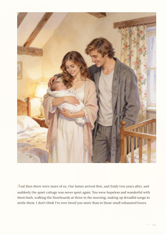 Sample page: young parents with two small children