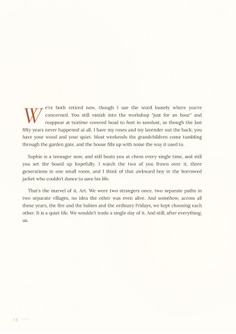 Sample page of the story text: the closing chapter, both retired