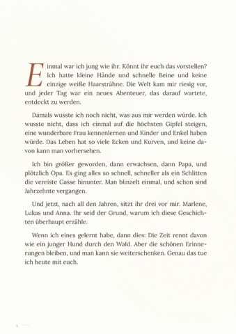 Textseite: „Einmal war ich jung wie ihr“