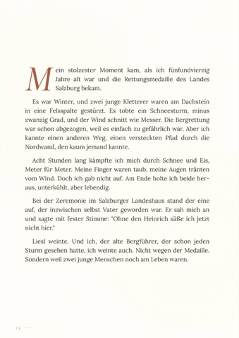 Textseite: die Rettung am Dachstein und die Rettungsmedaille