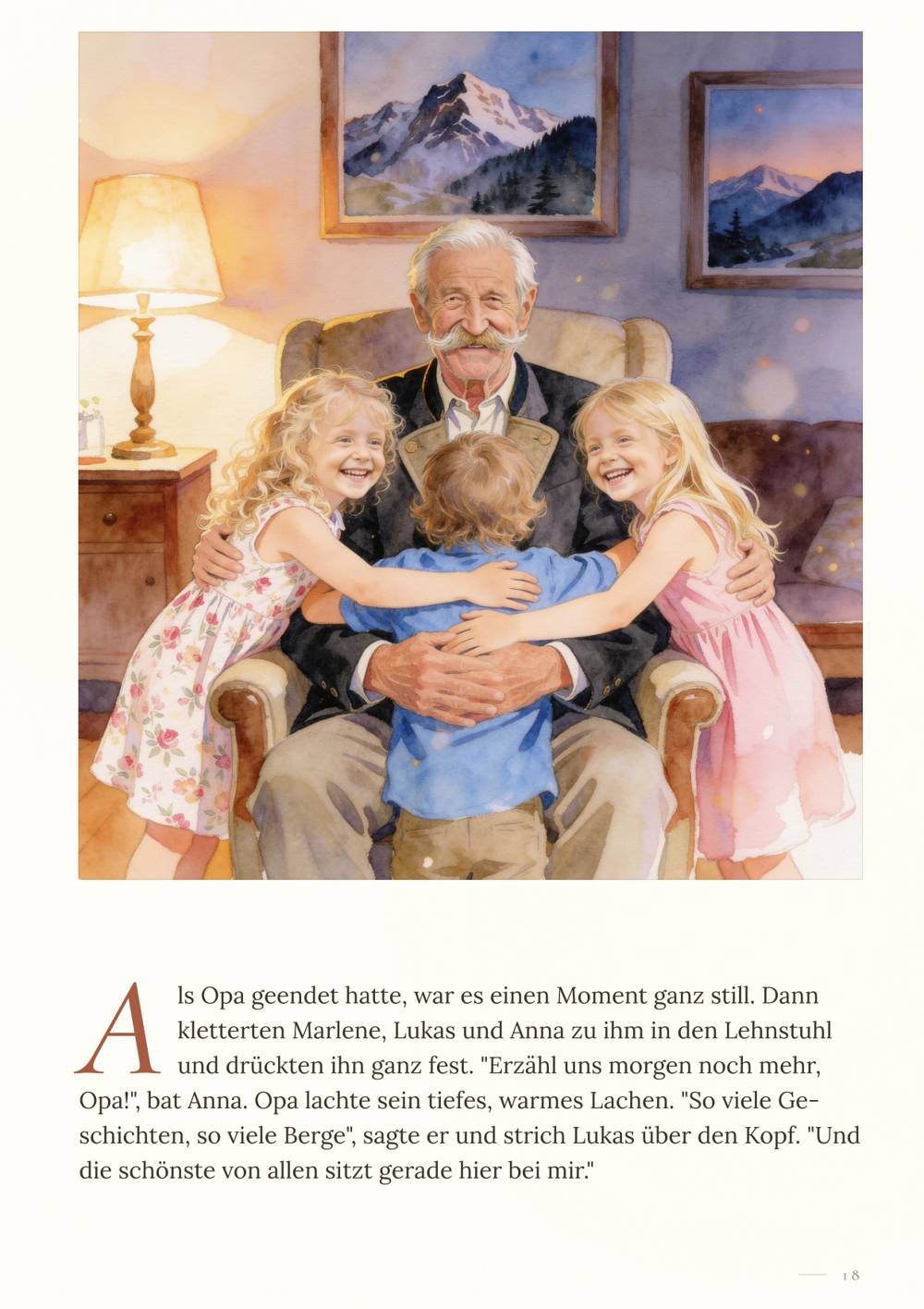 Beispielseite: Opa mit den Enkelkindern auf dem Sofa